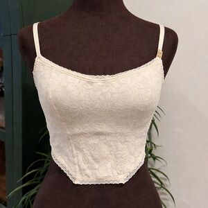 PINK Victoria’s Secret Cream Ivory Lace Overlay Lightly Lined Corset Bralette M